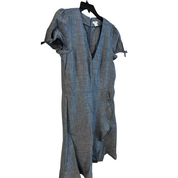 J. Crew Faux Wrap Chambray dress Blue Denim Ruffled Blue Womens size 8 - Picture 3 of 6